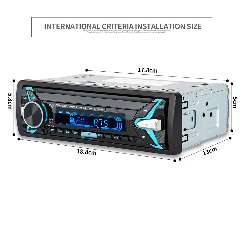 HEVXM 12V Bluetooth Auto Car Radio 1 din Stereo Audio MP3 Player FM Radio Receiver Support Aux Input SD USB MMC Remote Control