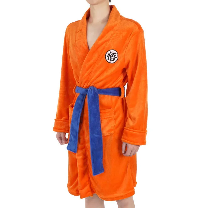 Adult Bathrobe Dragon Ball Cosplay Son Goku Costume Bath Robe Sleepwear Pattern Plush Robe Women Men Pajamas Cartoon