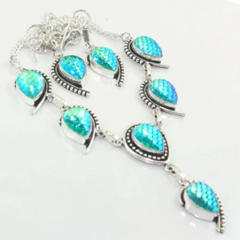 

Rainbow Fish Titanium Necklace Earing Silver Overlay over Copper , 47 cm, N3043