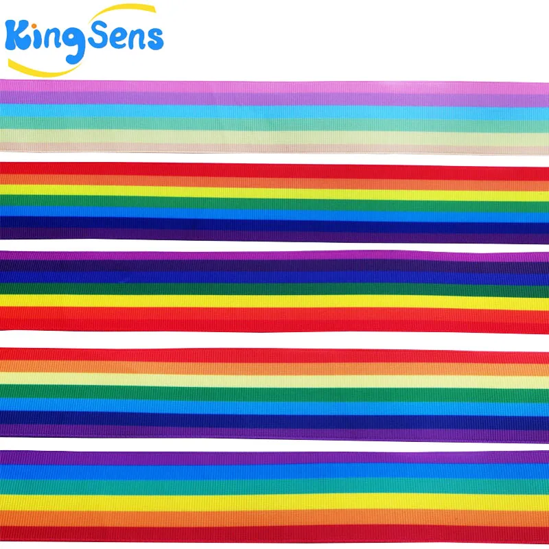 kingsens 38mm & 75mm line rainbow gradient line Ribbon printed ribbons