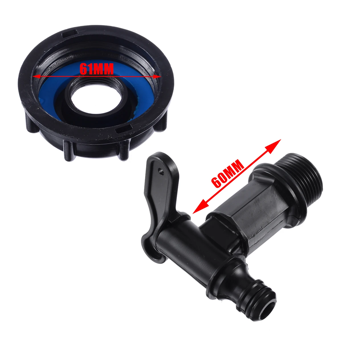 Barrel Valve Tittings Black 1000L IBC Tank Valves 60mm To 15mm Water Connector Tank Garden Hose Adapter Fittings Switch