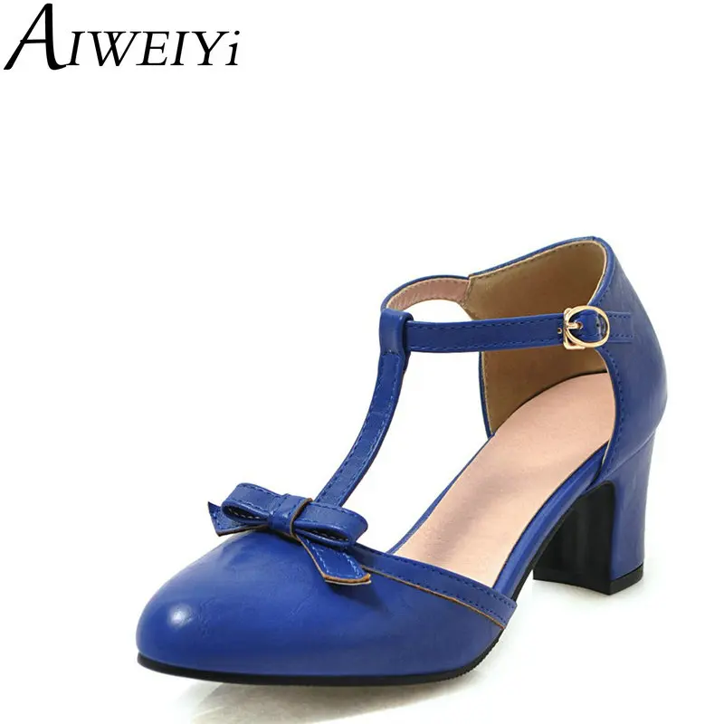 

AIWEIYi Cutout Sandals Round toe Square Heel High Heels Sandals Sweet Bow Platform Pumps Gladiator Sandal Shoes Woman
