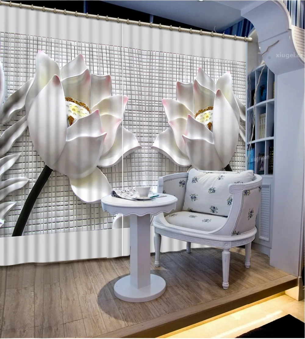 

Relief flower Curtains for living room 3D Window Curtains For Bedding room Home Decoration