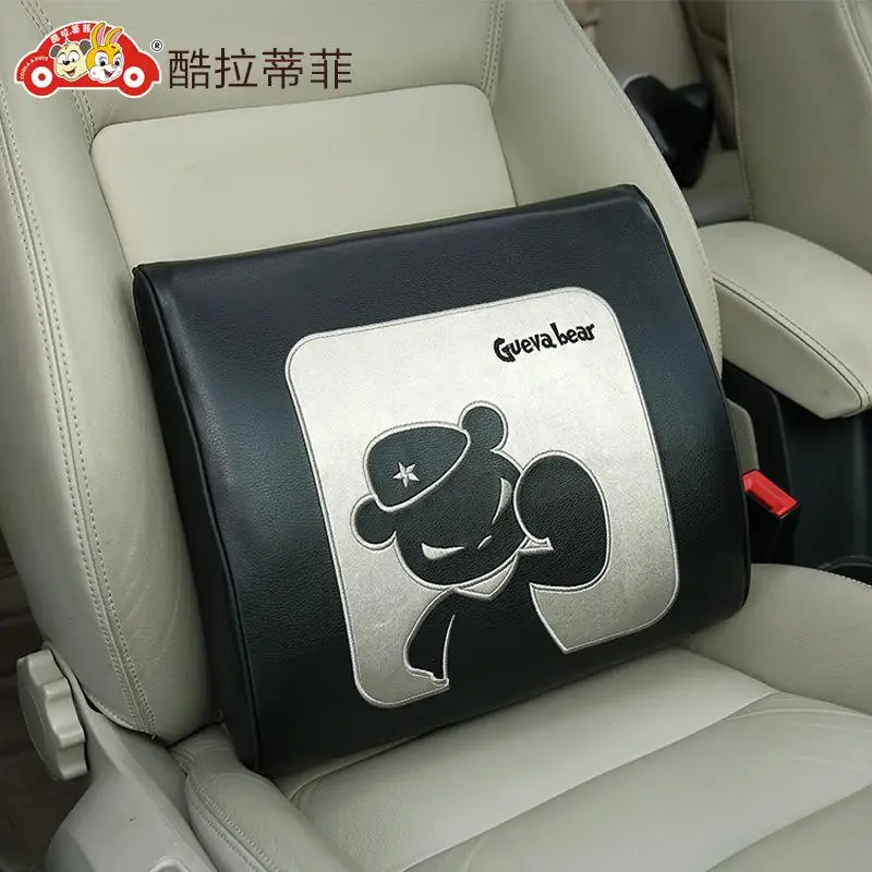 

women cartoon PU leather Memory foam seat chair back support pillow office chair car auto seat lumbar support waist pillow