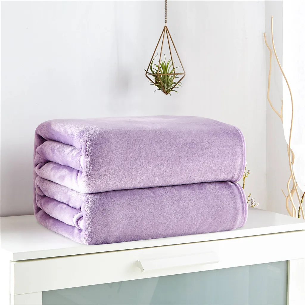 

2019 New Purple Double sided Flannel blanket luxury blankets Lightweight and comfortable plush blankets Microfiber L606