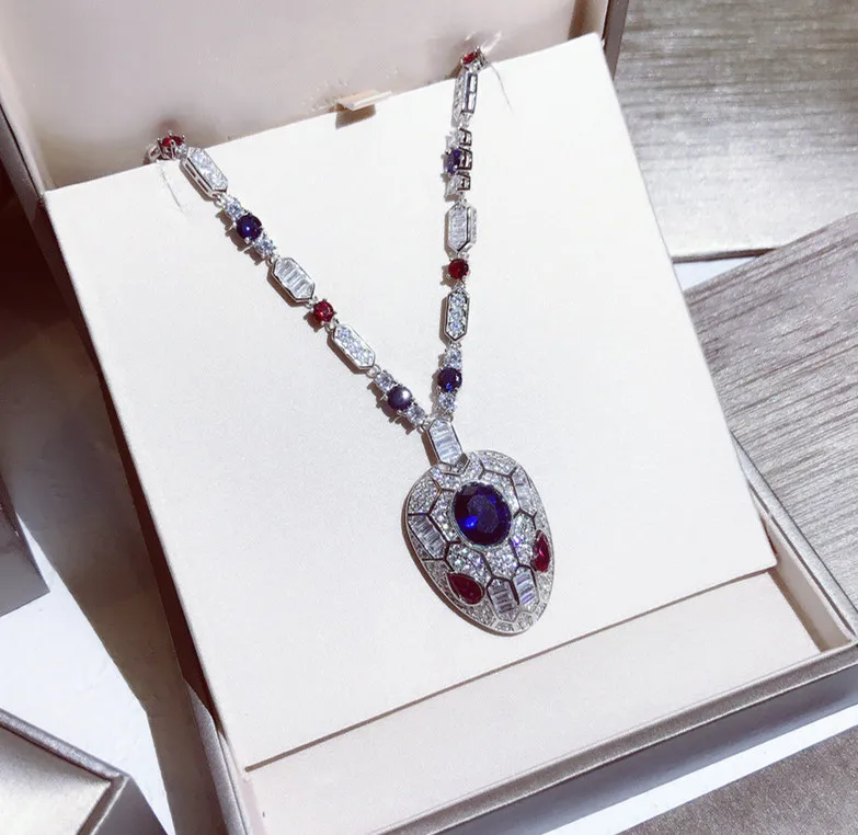 

Designer Fashion Copper Jewelry 3A Cubic Zirconia Party snake Necklace with red stone for women