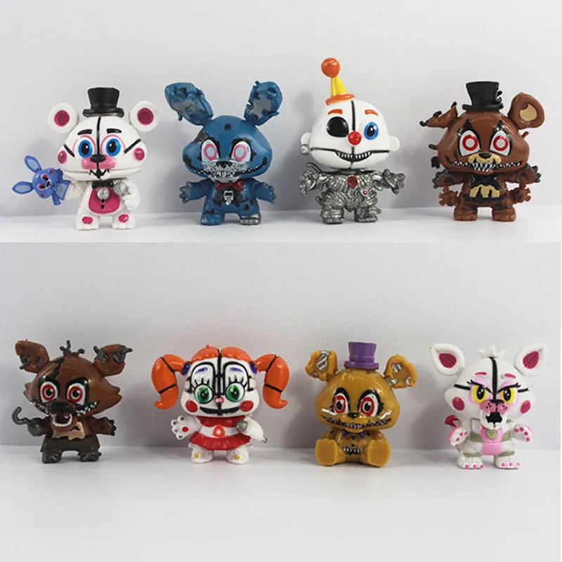 8 шт./компл. FNAF Фредди мини фигурка модель 4 см ПВХ пять ночей у Фокси Чика Аниме