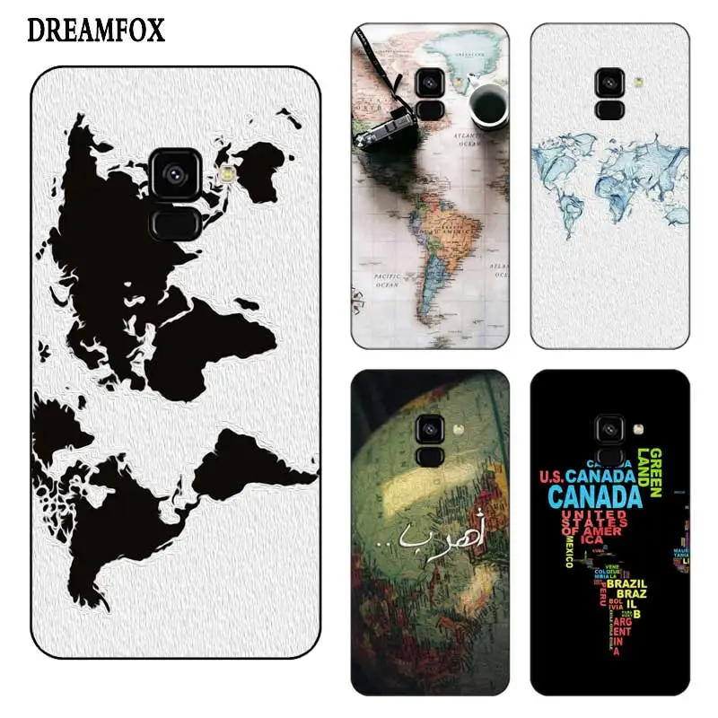 N474 World Map Black Silicone Case Cover For Samsung Galaxy J2 J3 J4 J5 J6 J7 J8 Pro Plus Prime 2018 2017 |