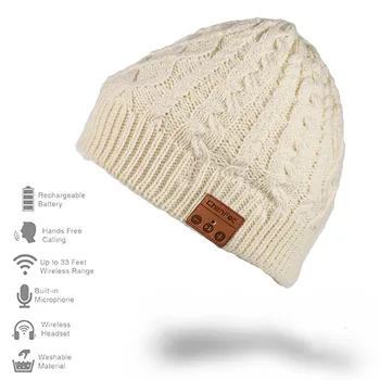 

Unisex Beauty Bluetooth cap soft Knitted Winter Beanie Music Player Bluetooth hat Speaker Warm Hats For Phone headset USB charge