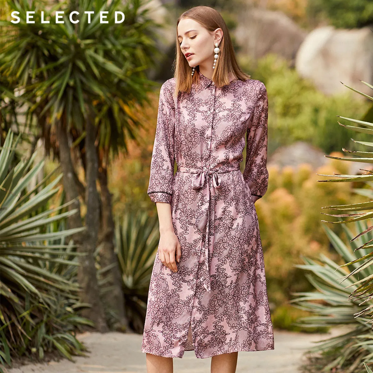 

SELECTED Summer Lace Print OL Midi Dress SIG|41922J511