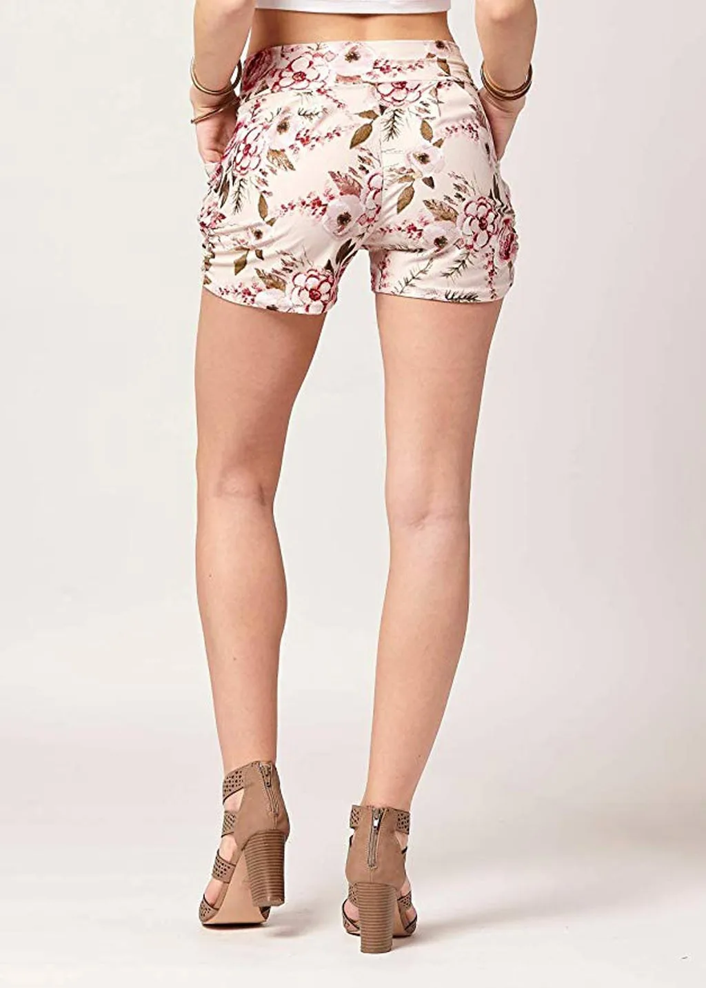 Shorts Pantalon Corto Mujer Verano Szorty Damskie Spodenki Pantaloncini Donna Flower Printed Pocket Shorts Soft Harem TrouserZ4