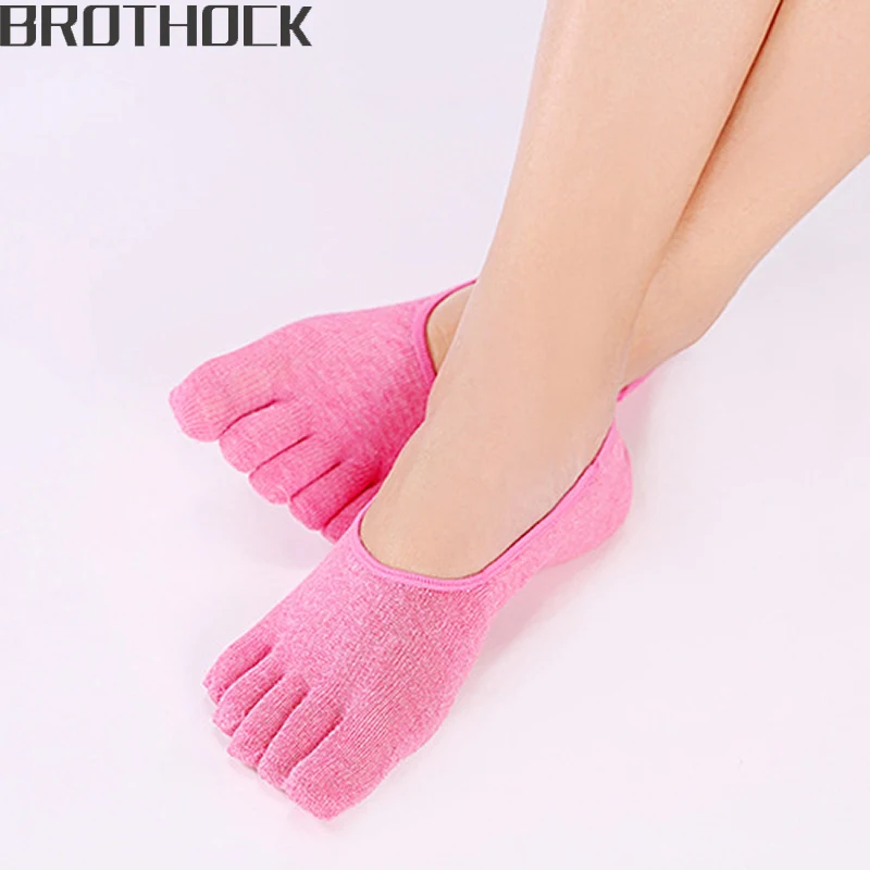 

Brothock Summer ladies thin invisible socks Korean five-toed cotton socks non-slip silicone women boat socks five-finger socks