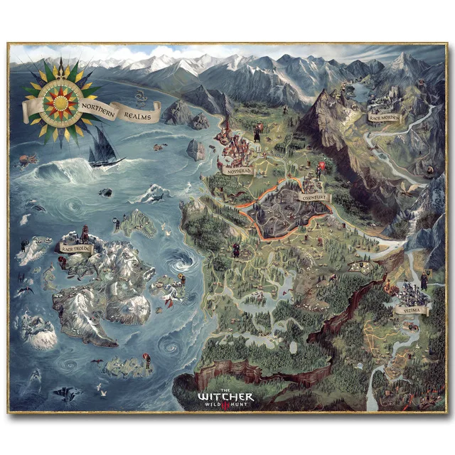 

The Map of Witcher 3 Wild Hunt Art SILK POSTER Decorative Wall painting 24x36inch