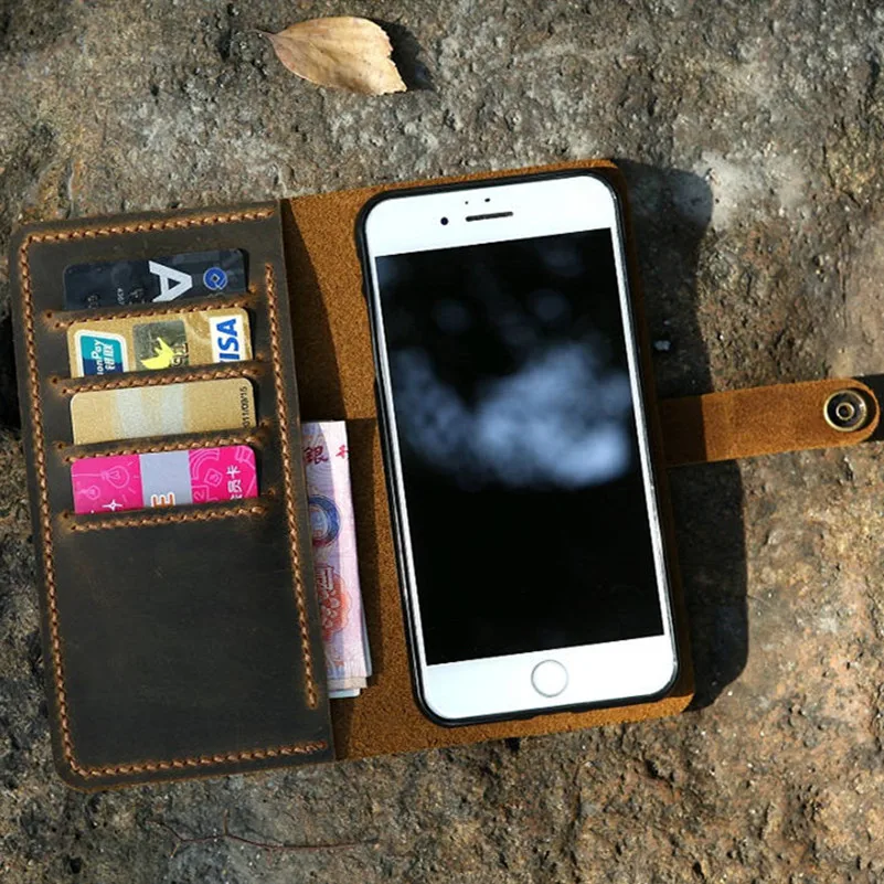

PERSONALIZED distressed leather wallet cover for iPhone 8 / iphone 8 plus wallet case / retro raw leather iPhone 7/7 Plus / 6 6s