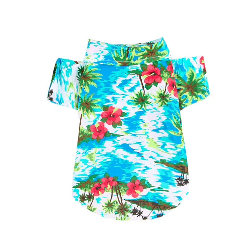 Летняя одежда для собак гавайская рубашка пляжный Жилет Одежда для питомцев для маленьких средних собак Шиба французский для бульдога Чихуахуа Одежда для щенков - Цвет: Blue