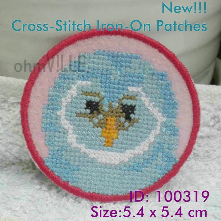 Owl Cross stitch Iron on Patches "easy To Apply, Just Iron on