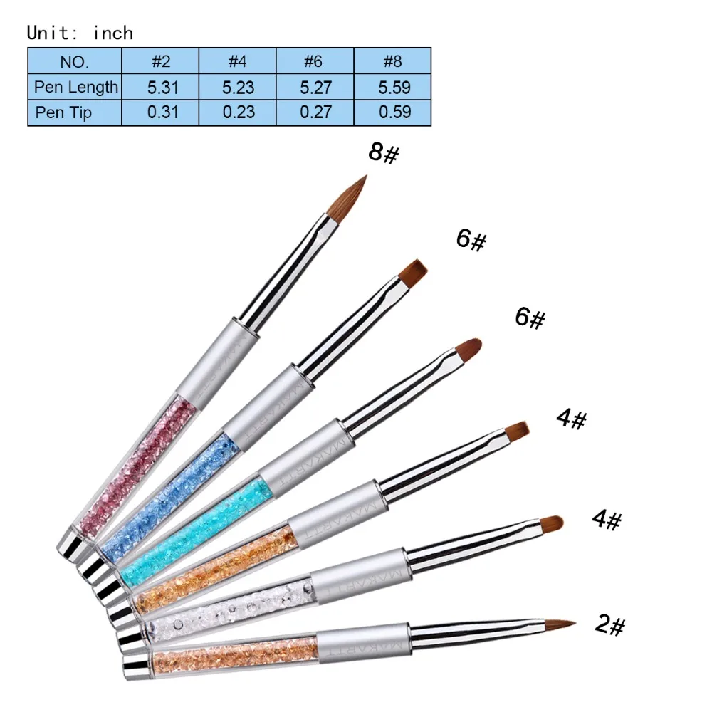 Escova de Unha de Metal Alça de Luxo Ferramentas da Arte do Unha Escova com Roll-up Jogos Lote Sable Strass Unha 6 Pcs uv Gel Bolsa Preto G0166x 10 - 3 Cheap Escovas de unhas