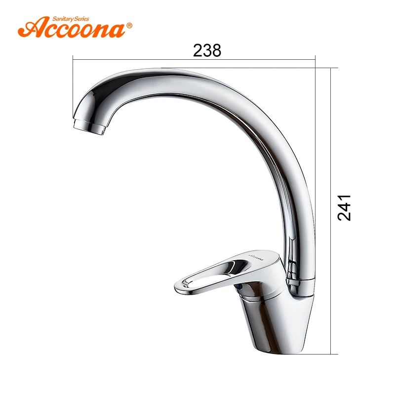 Хромированный кухонный смеситель Accoona латунный водопроводный кран с поворотным