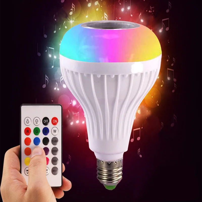 Smart E27 светодиодный лампы Bluetooth 4,0 Динамик RGB белый музыка затемнения светодиодный лампы 110 V-240 V лампа 800 люмен 12 W 16 Цвет лампы