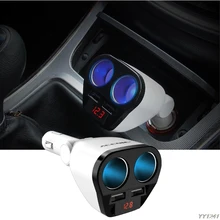 Car Truck 2 Way Cigarette Lighter Dual USB 120W Universal Car Charger Voltage Voltmeter Car Electronics voltage detection