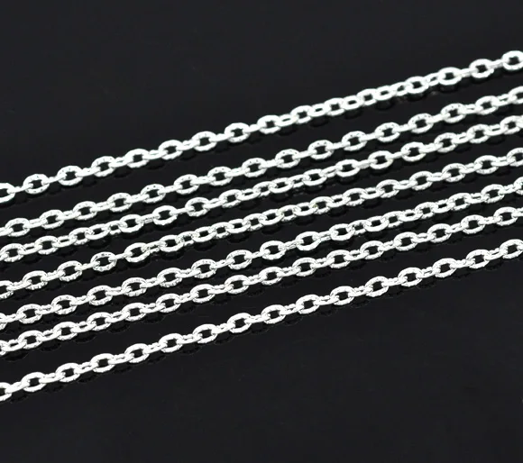 Серебряные украшения doreenbeads текстурированные Кабельные звенья цепи 3x2 мм, продается в упаковке 2 м Новинка