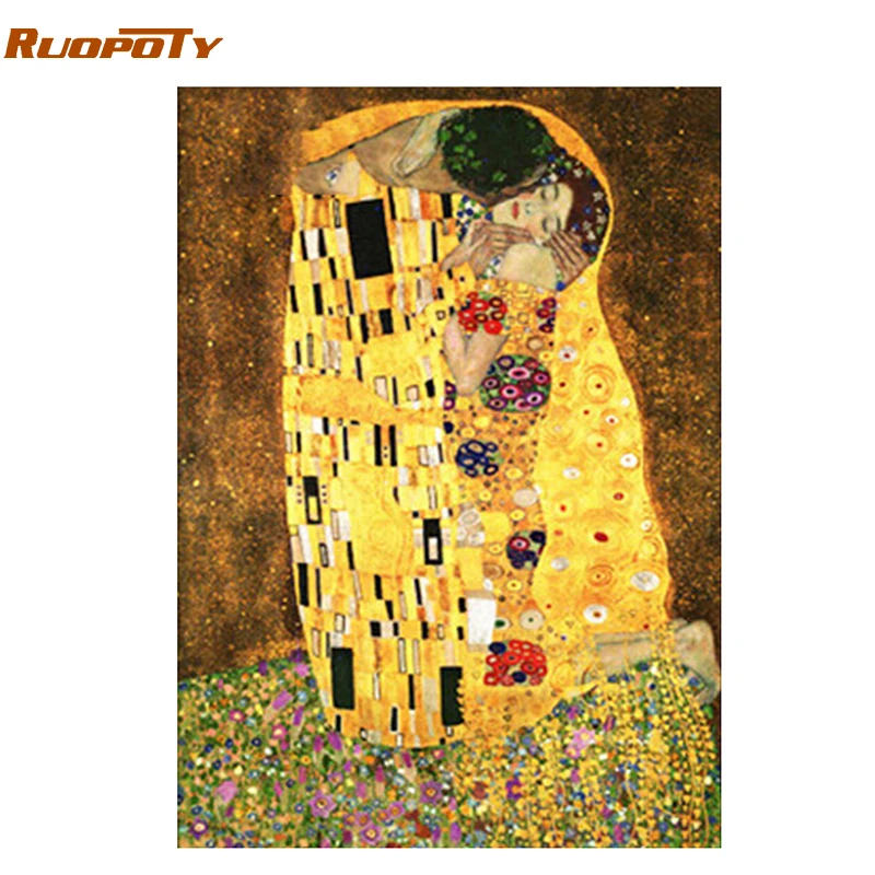 RUOPOTY рамка Поцелуи DIY картина по номерам Рисунок Картина для дома Настенная