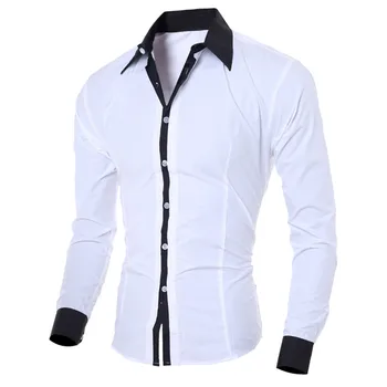 Fashion Personality Men's Casual Slim Shirts Long-sleeved Turndown Collar Pure Color Summer Shirt High Quality Top Blouse #BL4 turndown collar tartan print shirt