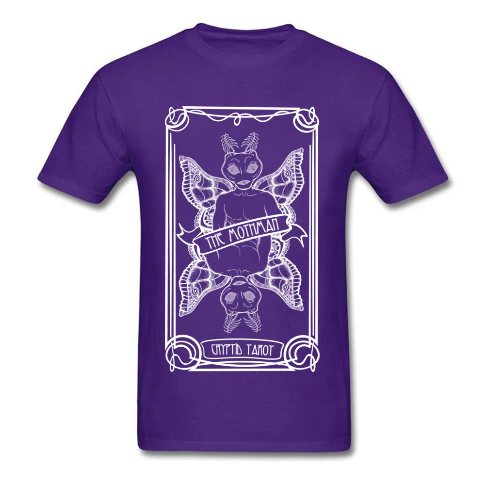 Hot Sale Men Tops & Tees Cryptid Tarot Series The Mothman Top T-shirts 100% Cotton Round Neck Short Sleeve Tee-Shirts Printed On Cryptid Tarot Series The Mothman purple