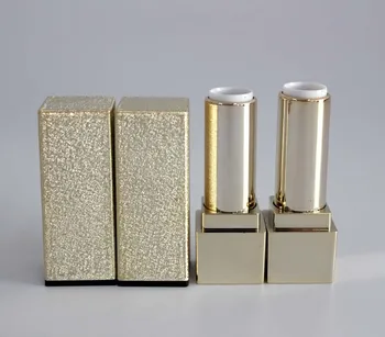 

100 PCS /LOT empty plastic golden lipstick tube 12.1mm, square lip rouge case