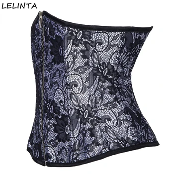 

Women Sexy Corsets Top Waist Trainer Printed Lace Back Strap Bustiers Slim Steampunk Corselet Shaper Underbust S-2XL