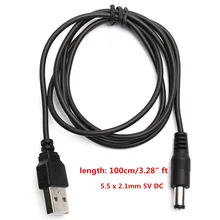 Câble d'alimentation USB vers Jack, 5.5mm, 1M, 5V, pour petits appareils électroniques, accessoires