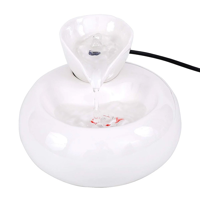 

Ceramic Cat Drinking Water Fountain, 1.3 Liters Pet Water Fountains for Cats and Dogs, Electric Pet Water Dispenser with Quiet