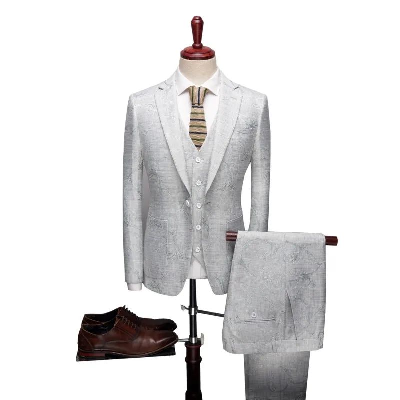 2019 Business Suit Men Blue Suit Costume Homme 3 Pieces Male Grooming Wedding Tuxedos Marriage Dress For Men Luxury