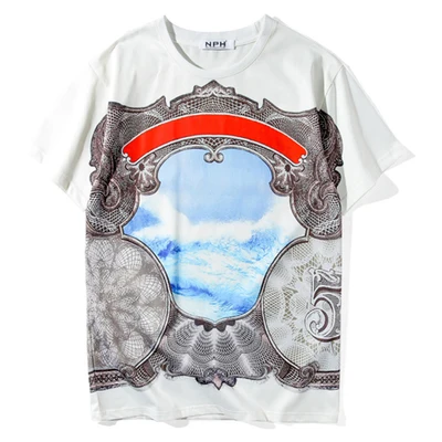 

2018 Summer tide brand new retro palace wind landscape totem printing t-shirt men and women lovers short-sleeved t-shirt