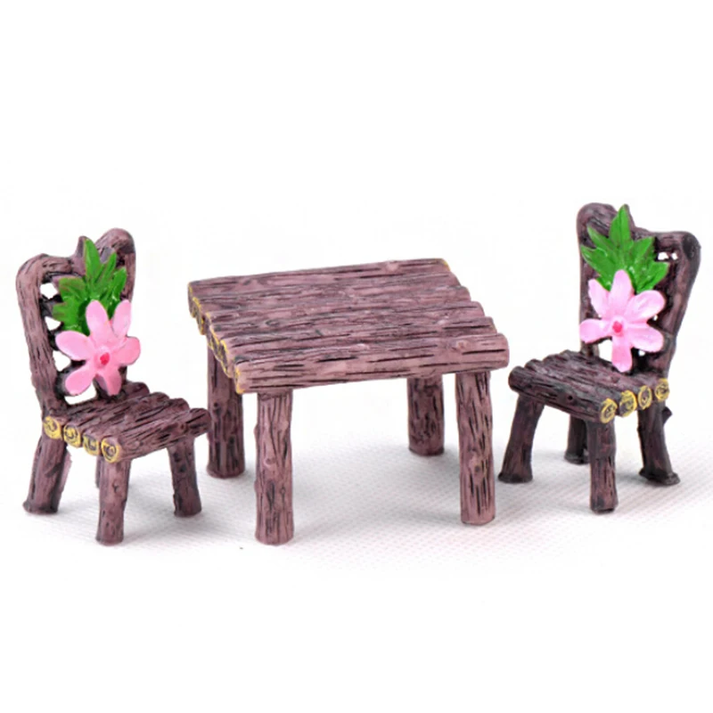 

table chair Fairy Ornaments set balcony Garden Crafts decor home desk table Miniature Resin Decoration