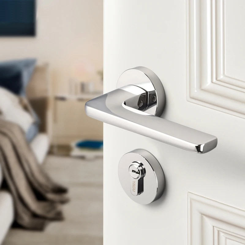  1 Set /Door Lock Modern Style Retro Bedroom Yellow bronze Door Handle Lock Interior Anti-theft Room - 33022476148