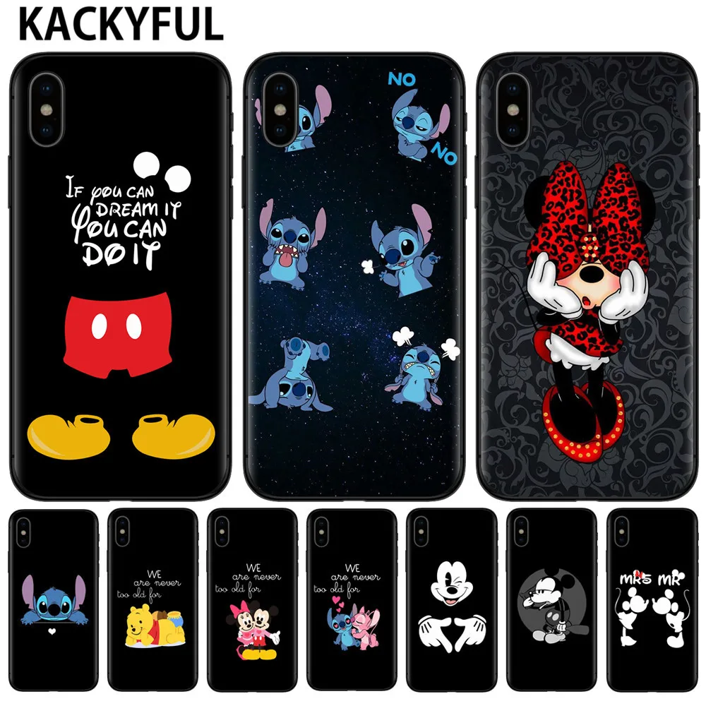 

KACKYFUL Mickey Minnie Stitch Soft Silicone Phone Case Cover Shell for iPhone 8 7 6 6S Plus 5 5S SE XR X XS MAX 10 Coque Shell