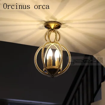 

American Vintage old chandelier aisle restaurant living room bar European style personality crystal ceiling lamp free shipping