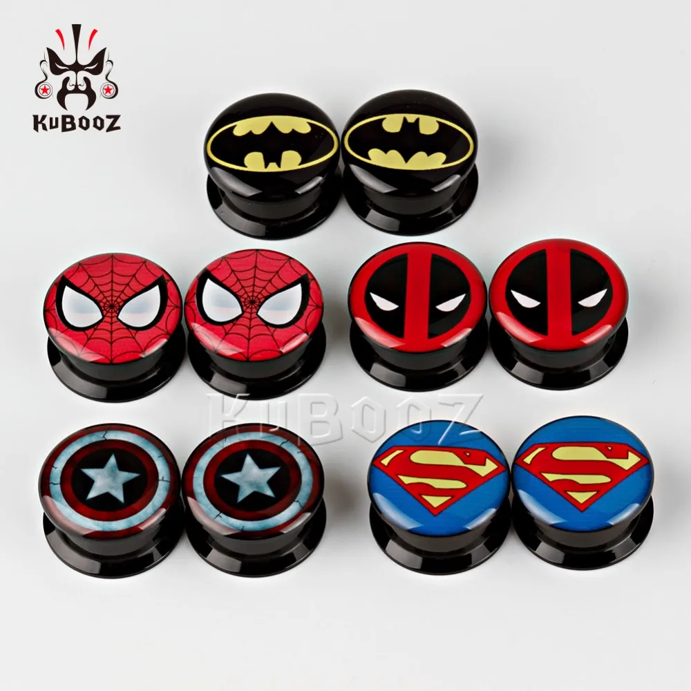 Acrylic Ear Plugs Piercing Present Screw Body Jewelry Picture Gauges Expander Tunnels Fashion Cool Gift 5 Pairs