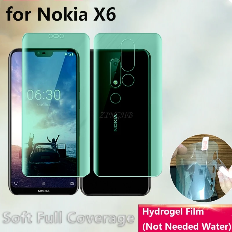 

2 Pcs/Lot Front & Back Auto Fixed Scratch Proof Anti Finger Hydrogel Screen Protector for Nokia X6 2018 5.8" Full Cover film