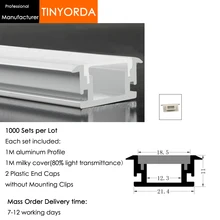 Tinyorda 1000 шт.(длина 1 м) светодиодный профиль Alu светодиодный профиль канала для 12 мм Светодиодные полосы света 1 м светодиодный профиль Alu профильный кабельный канал