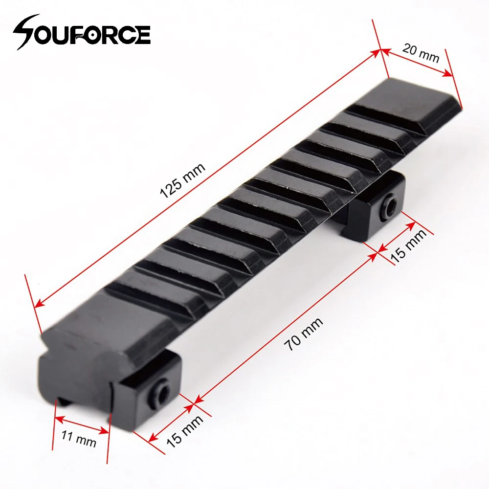

Scope Mount 11mm to 20mm Picatinny Rail Adapter Weaver Rail 10 Slots 124mm Length for Hunting Rifle Air Gun Scope Laser