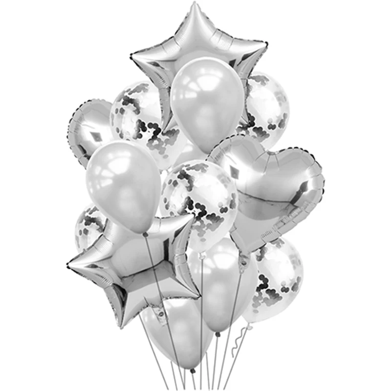 

silver confetti balloon white latex balloon silver romantic theme wedding birthday party decoration baby shower party supplies