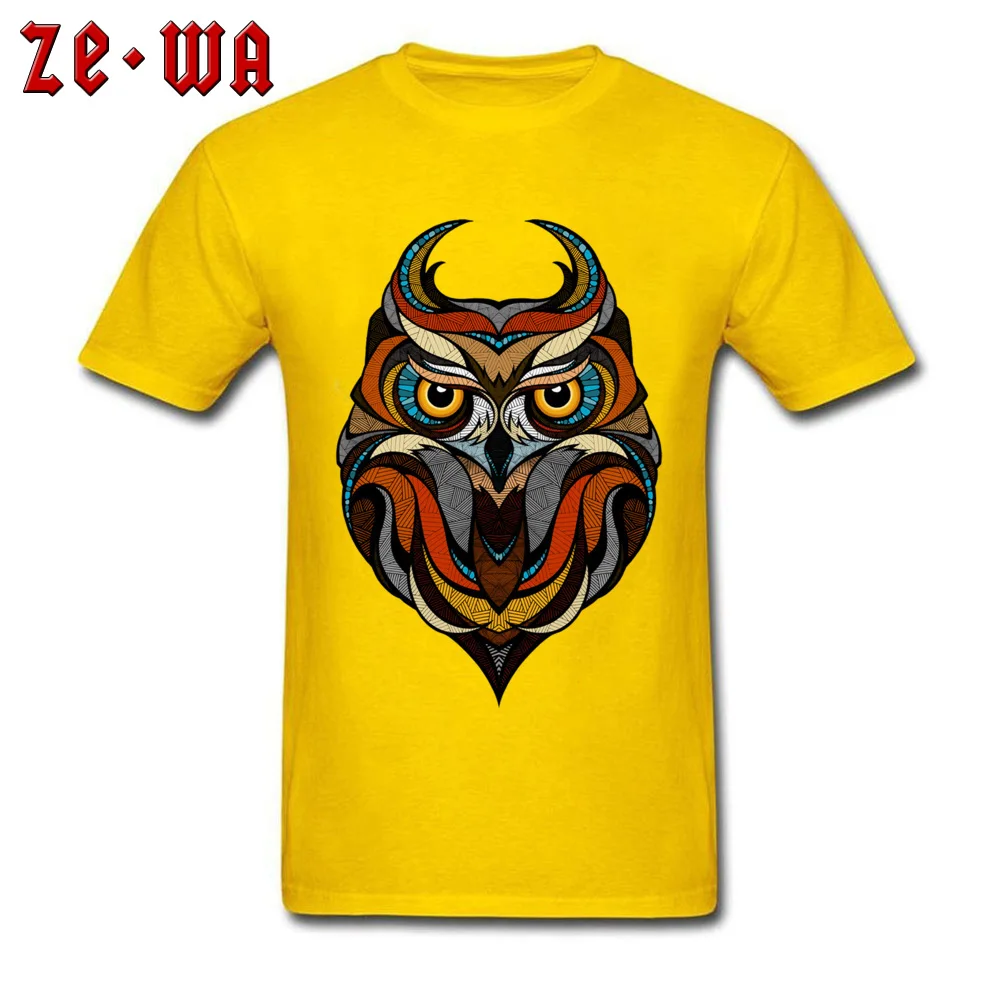 Customized Decorative Owl Mens T-Shirt 2018 Summer Short Sleeve Crewneck 100% Cotton Tops T Shirt Printing Tops T Shirt Decorative Owl yellow