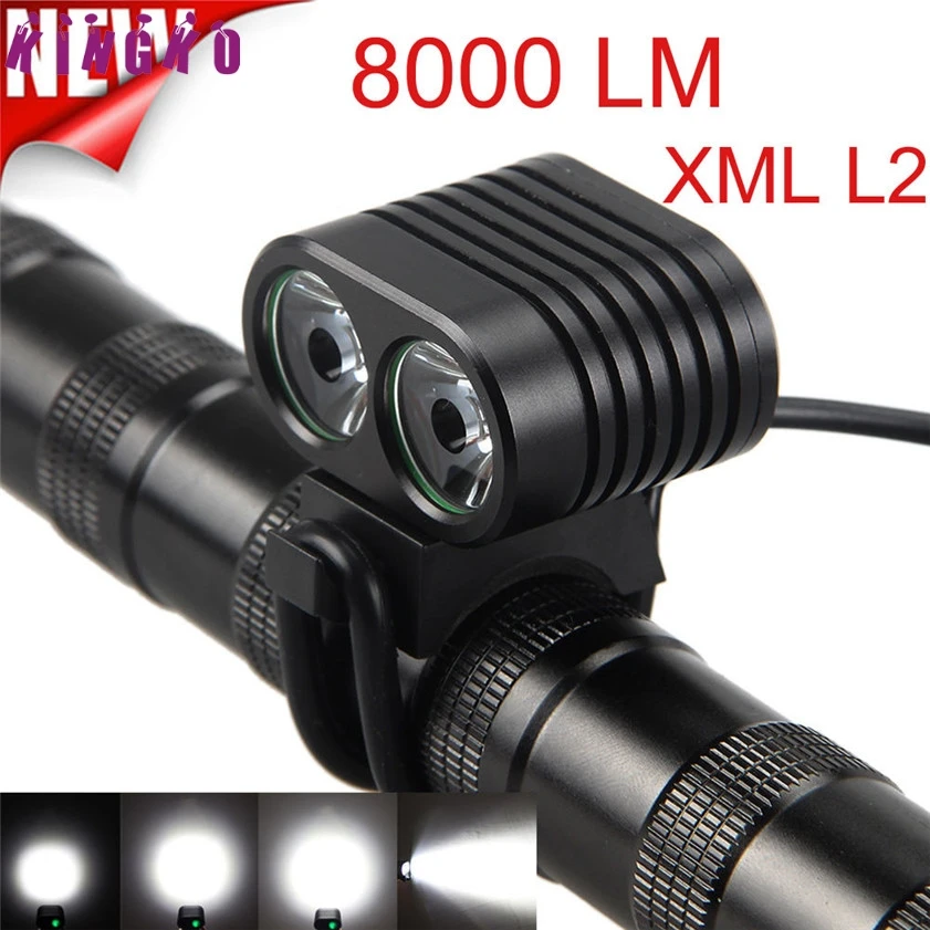 

High Quality 8000Lumen 2x CREE XM-L2 LED Cycling Front Bicycle Bike light Headlight Headlamp