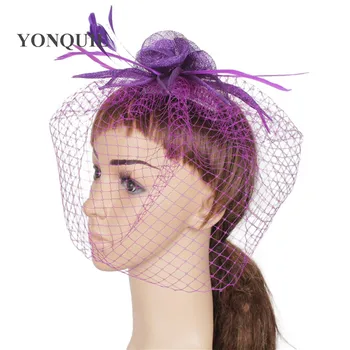 

purple wedding hair accessories sinamay fascinator millinery red bridal party Cocktail hat hight quality NEW ARRIVAL multicolors