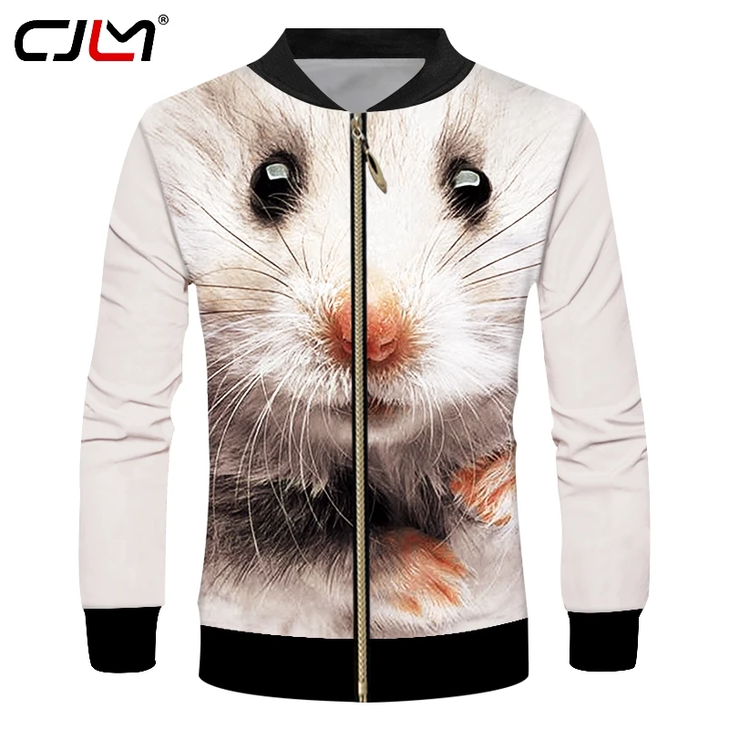 

CJLM 3D Full Printing Men Animal White Mouse Jacket Long Sleeve Oversized Dropshipping Streetwear Hip Hop coat Hot