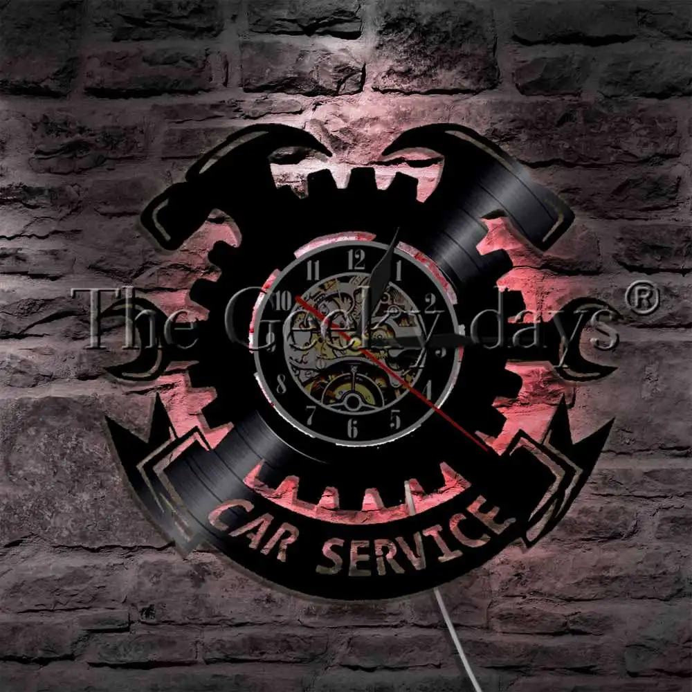 Günstig 1 stück Auto Service Garage Werkzeuge Reifen Schlüssel Schallplatte Wanduhr Mechaniker Service Moderne Wanduhr Wand Dekor Kunst