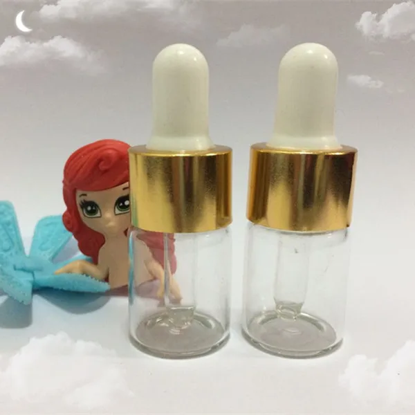 Conta-gotas de Vidro com Cabeça de Plástico Branco para o Óleo Conta-gotas de Vidro Claro – Marrom Frascos Preto ou Essencial Mini Garrafa 100 Pcs 5 ml