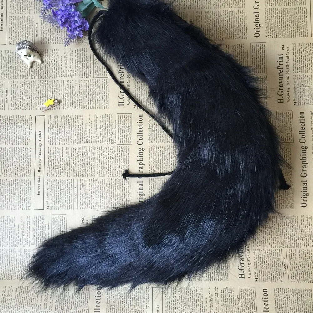 Аниме вечерние Лолиты Косплей Костюм кошка хвост 65 см внутри лисий хвост cos